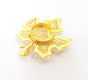 Gold Pendant Blank Base Setting Necklace Blank Resin Blank Mountings Gold Plated Brass ( 62x51mm blank ) G8545