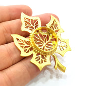 Gold Pendant Blank Base Setting Necklace Blank Resin Blank Mountings Gold Plated Brass ( 62x51mm blank ) G8545