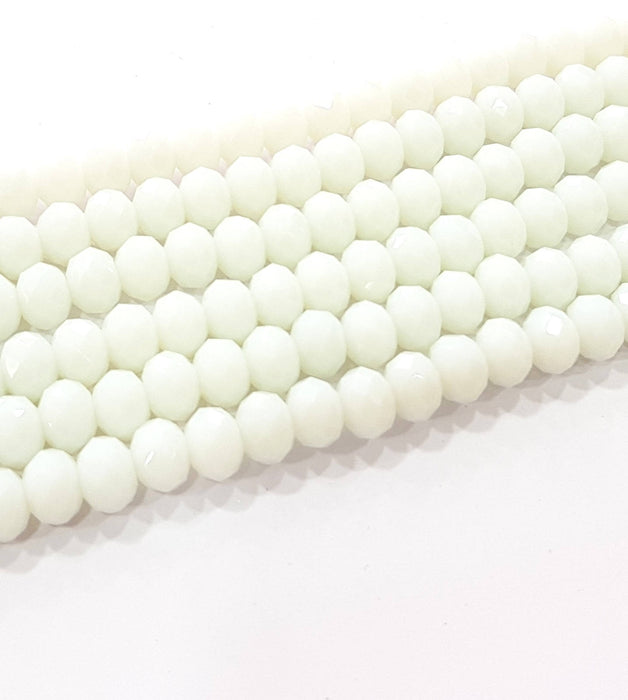 Glass Beads White Rondelle Faceted Glass Beads 70 Pcs (8x6 mm) 1 strand approx.  45 cm  ( approx. 17,5 inch) G8561