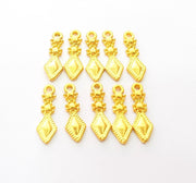 10 Gold Charm Ethnic Charm Tribal Charms Gold Plated Charms  (17x5mm)  G8564