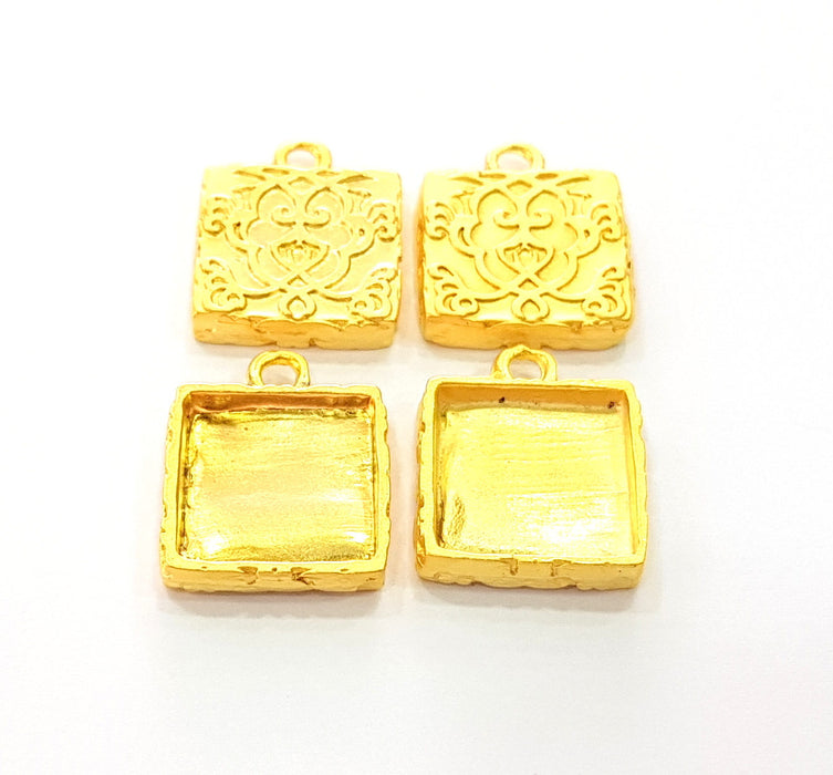 4 Gold Pendant Blank Base Setting Necklace Blank Resin Blank Mountings Gold Plated Blank ( 12mm blank ) G8570