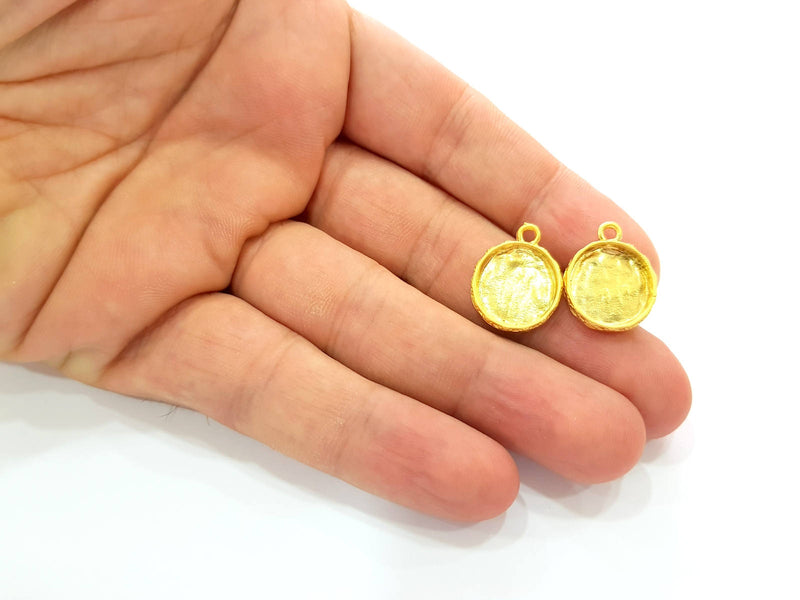 2 Gold Pendant Blank Base Setting Necklace Blank Resin Blank Mountings Gold Plated Blank ( 18mm blank ) G8571