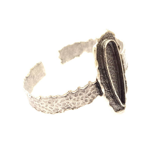 Silver Bracelet Blanks Bangle Blanks Cuff Blanks Adjustable Hammered Bracelet Blank Antique Silver Plated Brass ( 33x10mm Blanks ) G9152