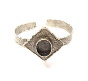 Silver Bracelet Blanks Bangle Blanks Cuff Blanks Adjustable Hammered Bracelet Blank Antique Silver Plated Brass ( 17x13mm Blanks ) G9157