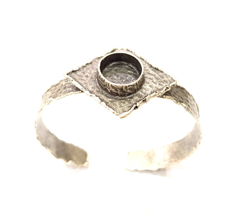 Silver Bracelet Blanks Bangle Blanks Cuff Blanks Adjustable Hammered Bracelet Blank Antique Silver Plated Brass ( 17x13mm Blanks ) G9157