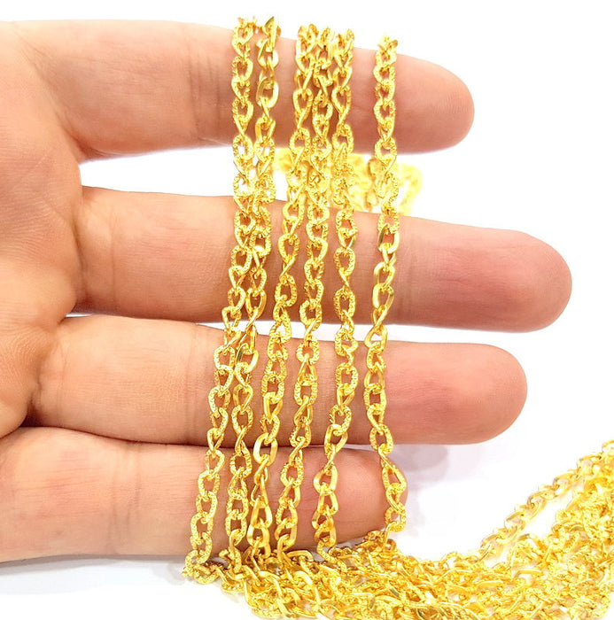 Textured Gold Chain Gold Plated Chain 1 Meter - 3.3 Feet  (5.2x3.6 mm) G9161