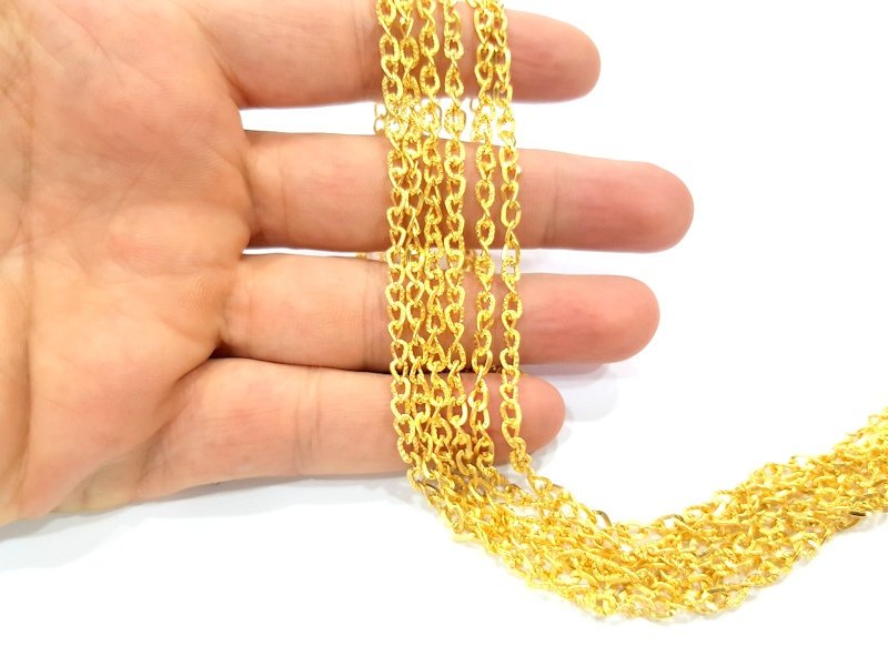 Textured Gold Chain Gold Plated Chain 1 Meter - 3.3 Feet  (5.2x3.6 mm) G9161