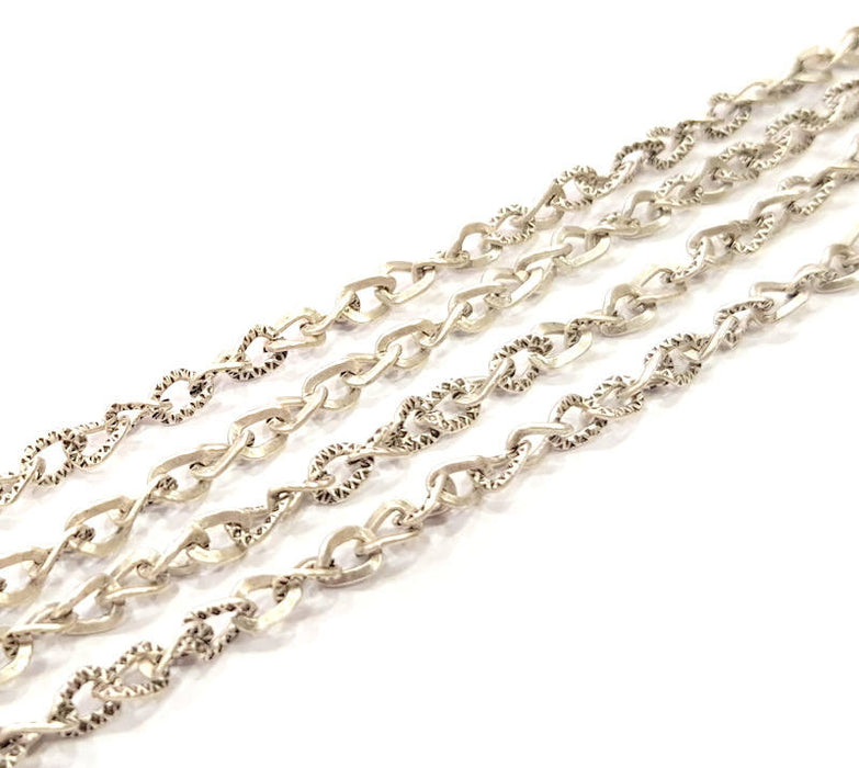 Textured Chain Silver Chain Antique Silver Plated Chain  1 Meter - 3.3 Feet (7x4 mm) G9162