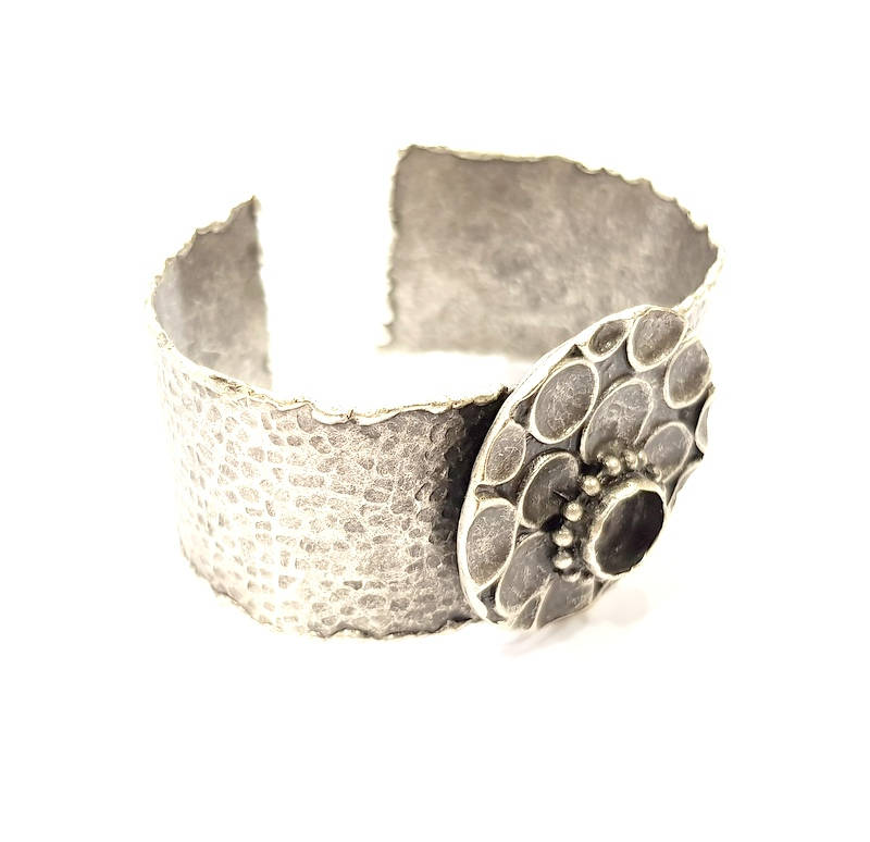 Silver Bracelet Blanks Bangle Blanks Cuff Blanks Adjustable Hammered Bracelet Blank Antique Silver Plated Brass (10mm Blanks ) G9165