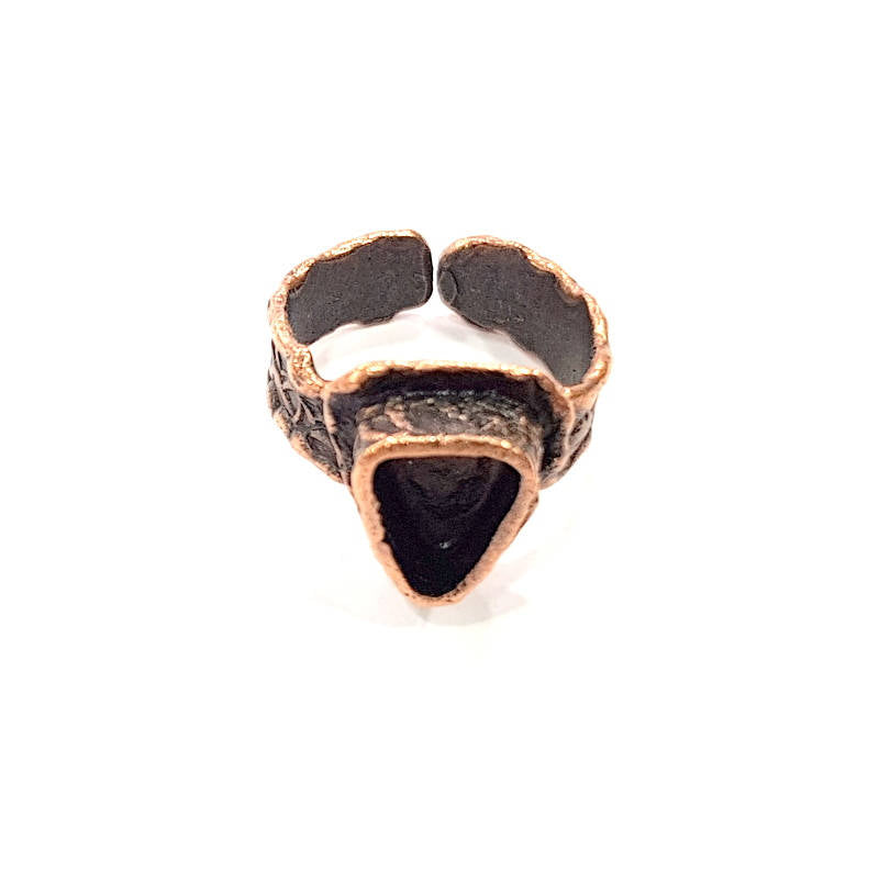 Copper Ring Settings inlay Ring Blank Mosaic Ring Bezel Base Cabochon Mountings (9x7mm blank ) Antique Copper Plated Brass G9169