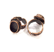 Copper Ring Settings inlay Ring Blank Mosaic Ring Bezel Base Cabochon Mountings (14x10mm blank ) Antique Copper Plated Brass G10241