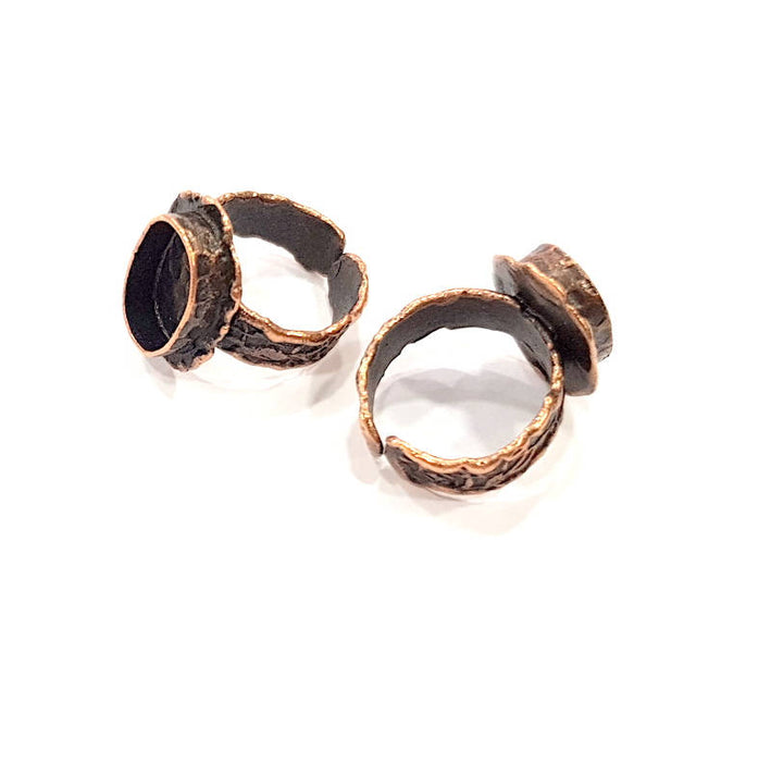 Copper Ring Settings inlay Ring Blank Mosaic Ring Bezel Base Cabochon Mountings (14x10mm blank ) Antique Copper Plated Brass G10241