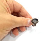 Copper Ring Settings inlay Ring Blank Mosaic Ring Bezel Base Cabochon Mountings (14x10mm blank ) Antique Copper Plated Brass G10241