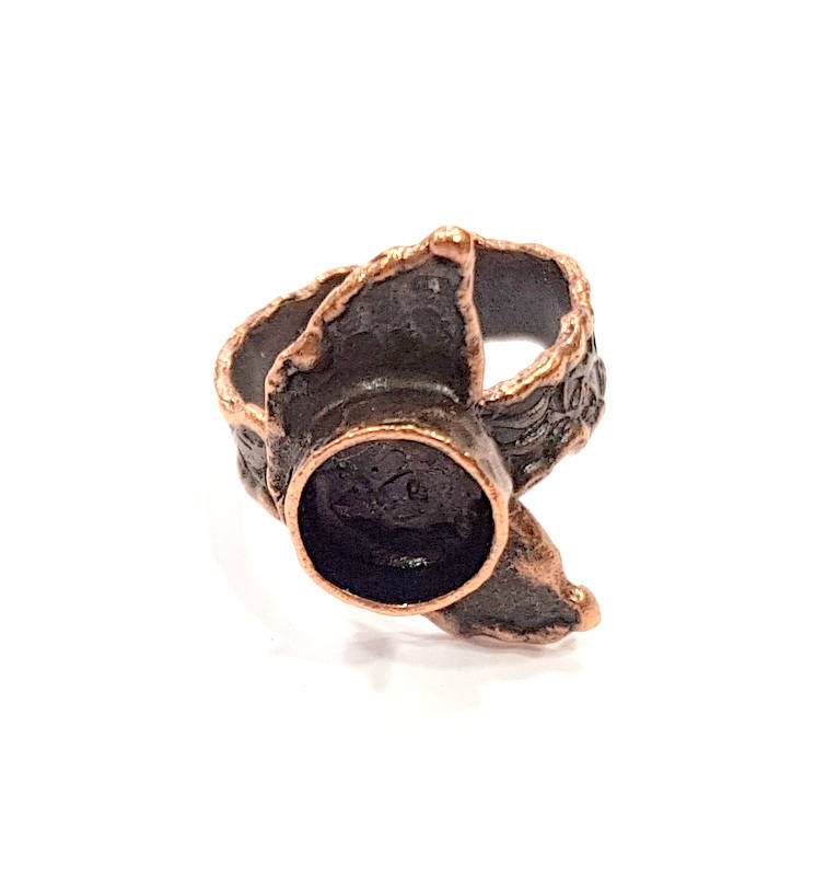 Copper Ring Settings inlay Ring Blank Mosaic Ring Bezel Base Cabochon Mountings (10mm blank ) Antique Copper Plated Brass G9171