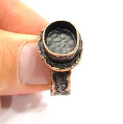 Copper Ring Settings inlay Ring Blank Mosaic Ring Bezel Base Cabochon Mountings (14x10mm blank ) Antique Copper Plated Brass G9172