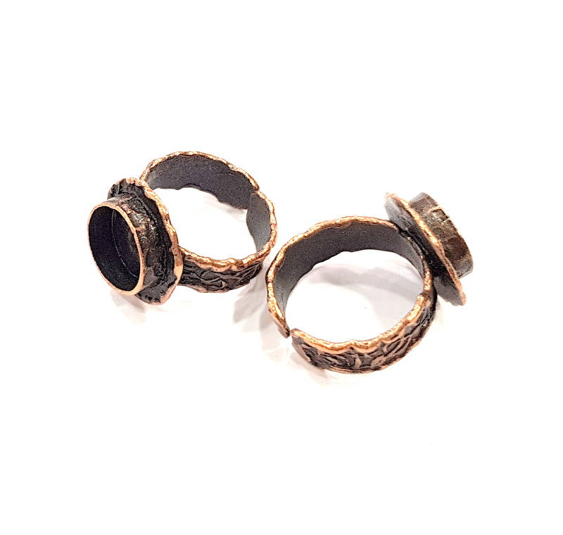 Copper Ring Settings inlay Ring Blank Mosaic Ring Bezel Base Cabochon Mountings (10mm blank ) Antique Copper Plated Brass G9173