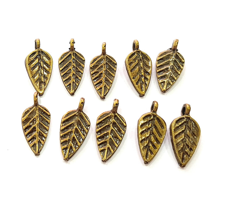 20 Leaf Charm Antique Bronze Charm (18x8mm) G8579