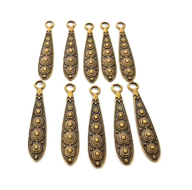 10 Antique Bronze Charm Antique Bronze Plated Charm (35x6mm) G9094