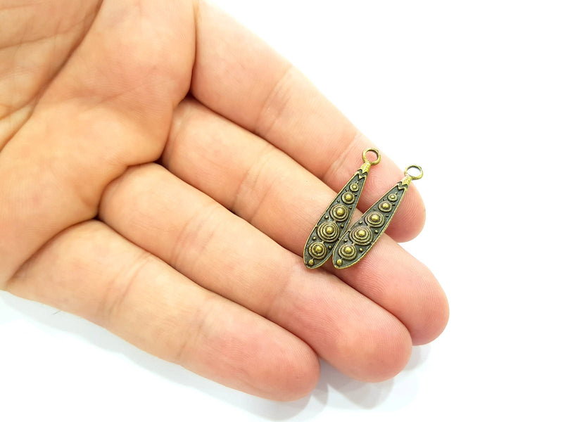 10 Antique Bronze Charm Antique Bronze Plated Charm (35x6mm) G9094