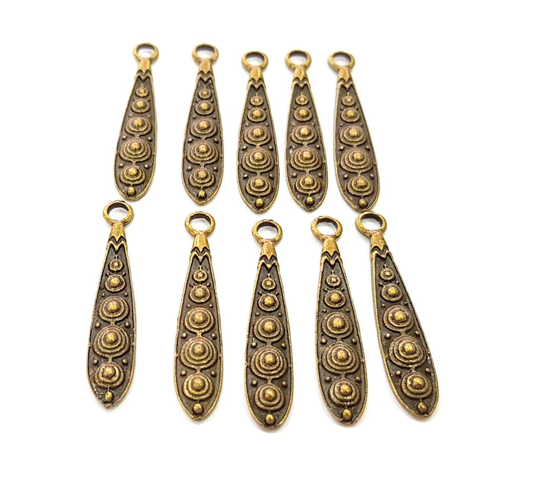 10 Antique Bronze Charm Antique Bronze Plated Charm (35x6mm) G9094