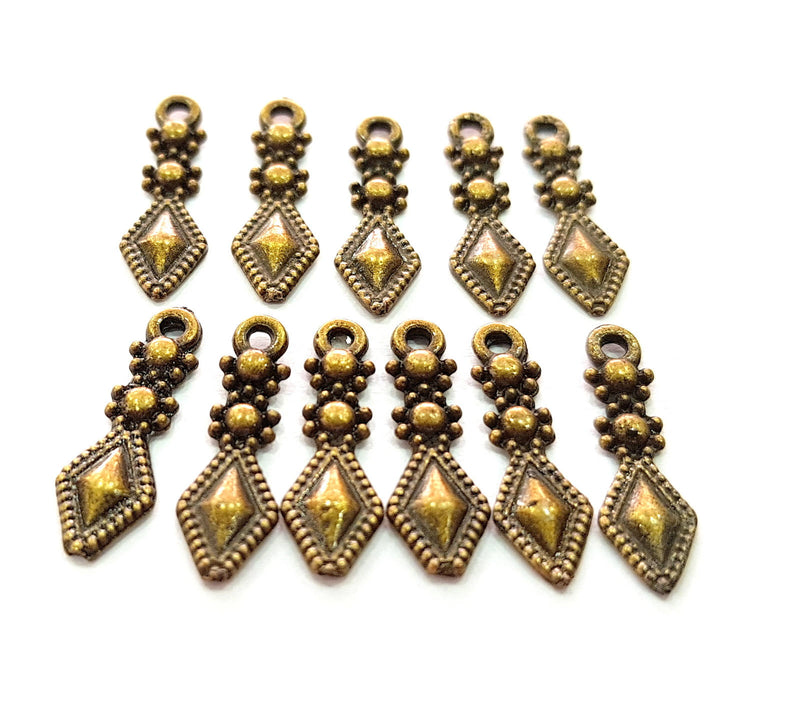 30 Antique Bronze Charm Antique Bronze Plated Charm (17x5mm) G15630