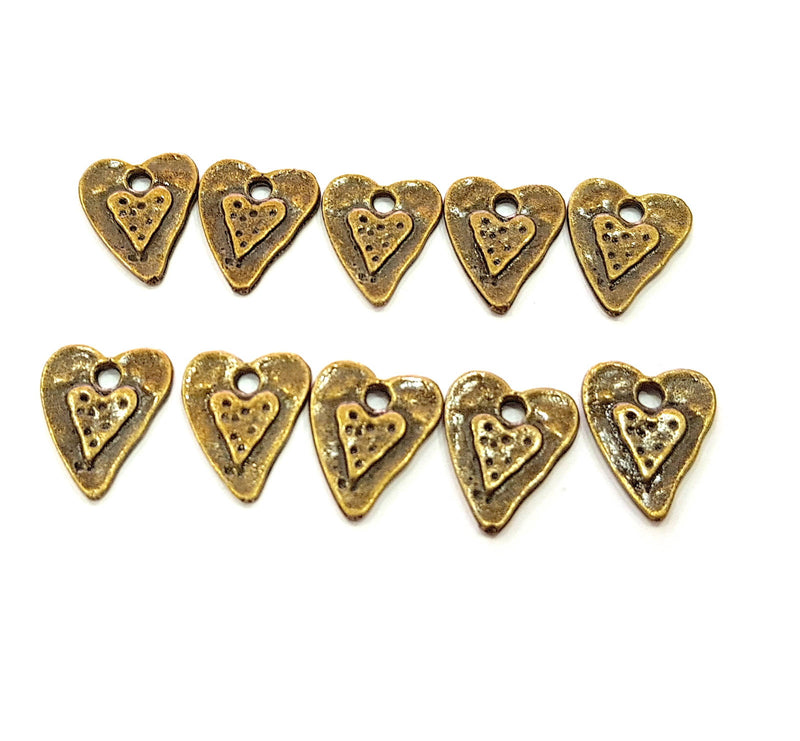 20 Heart Charm Antique Bronze Charm (14x11mm) G8590