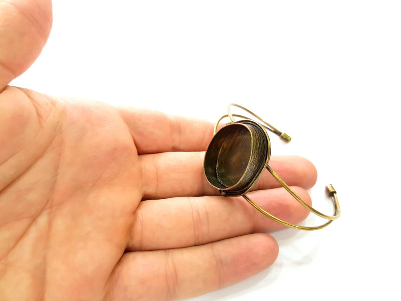 Bracelet Blanks Bangle Blanks Cuff Blanks Adjustable Bracelet Blank Antique Bronze Plated Brass ( 25x18mm Blanks ) G8593