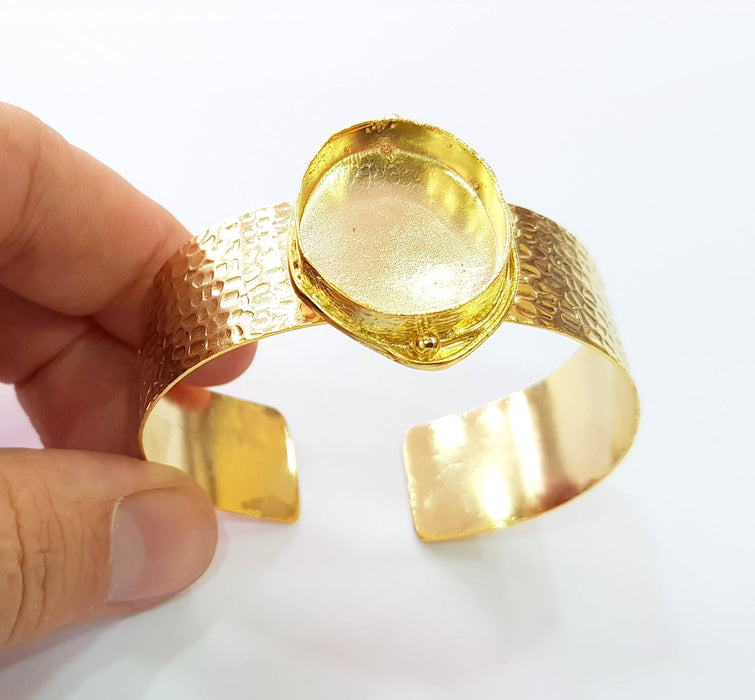 Gold Bangle Blanks Bracelet Blanks Hammered Cuff Blanks Adjustable Bracelet Blank Gold Plated Brass (30x22mm Blanks ) G8596