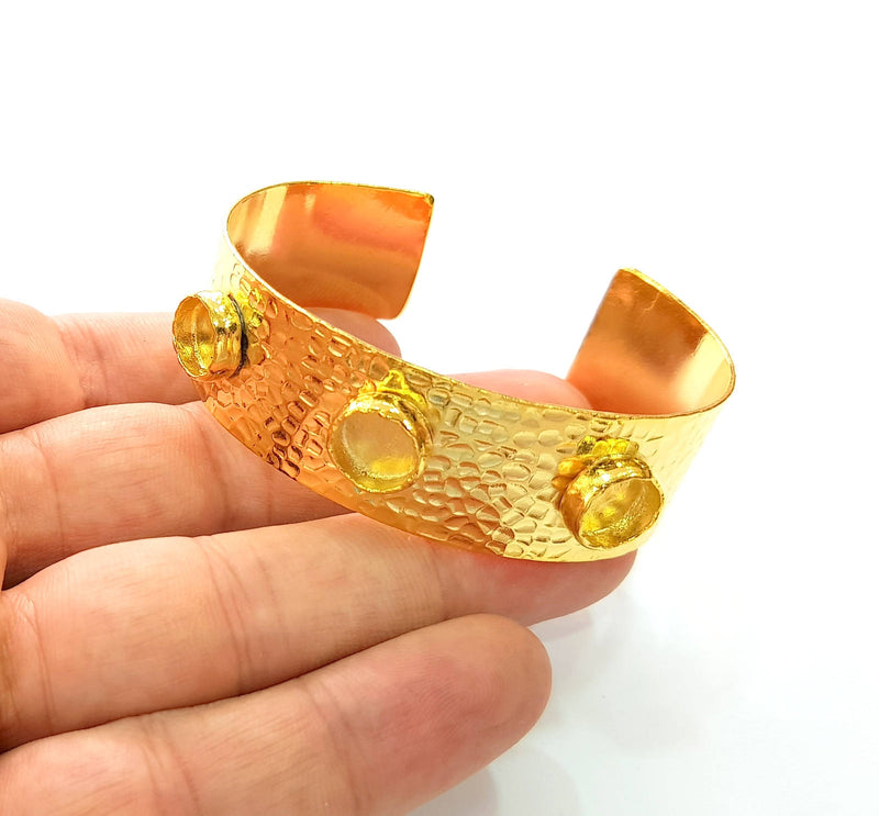 Gold Bangle Blanks Bracelet Blanks Hammered Cuff Blanks Adjustable Bracelet Blank Gold Plated Brass (10mm Blanks ) G8598