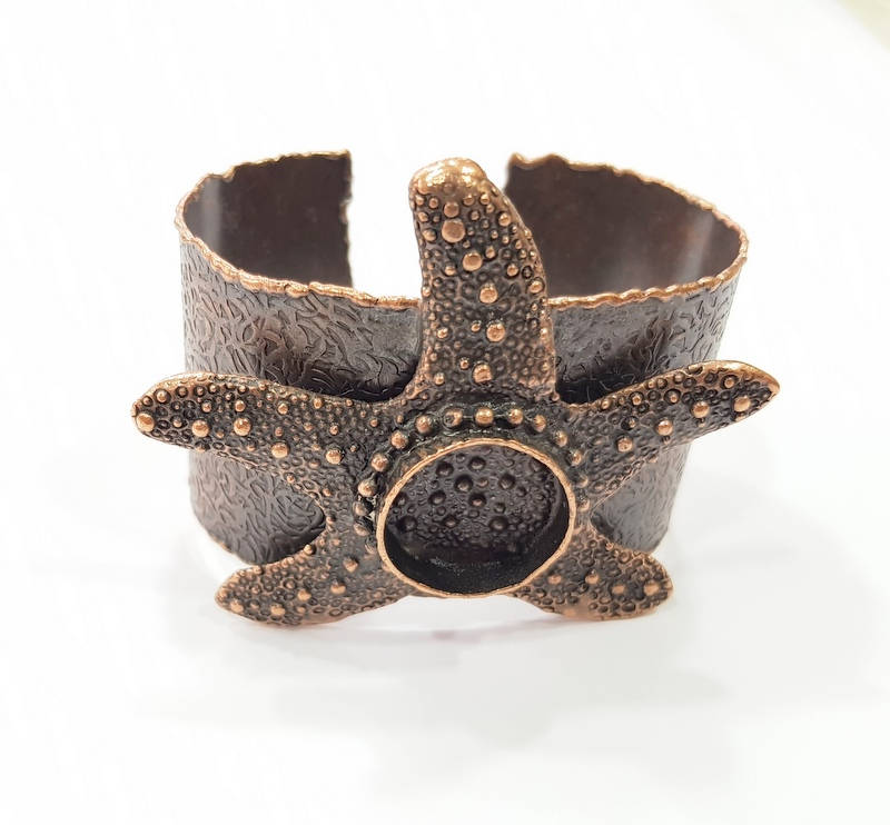 Sea Star Bracelet Blanks Bangle Blanks Cuff Blanks Adjustable Hammered Bracelet Blank Antique Copper Plated Brass (20mm Blanks ) G9238