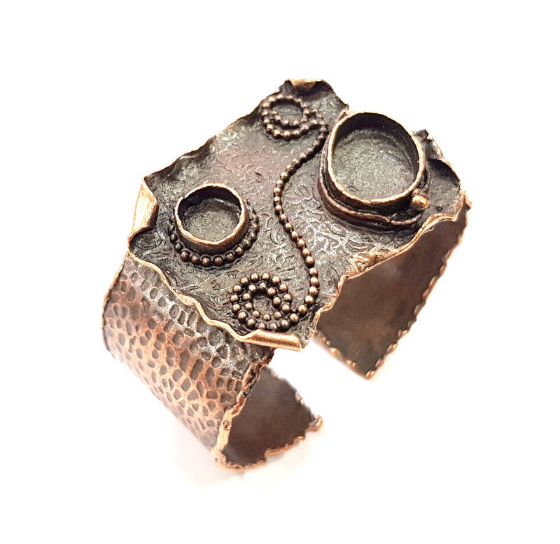 Copper Bracelet Blanks Bangle Blanks Cuff Blanks Adjustable Hammered Bracelet Blank Antique Copper Plated Brass (18x13mm 10mm Blanks ) G9239