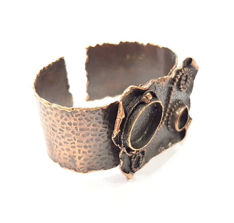 Copper Bracelet Blanks Bangle Blanks Cuff Blanks Adjustable Hammered Bracelet Blank Antique Copper Plated Brass (18x13mm 10mm Blanks ) G9239