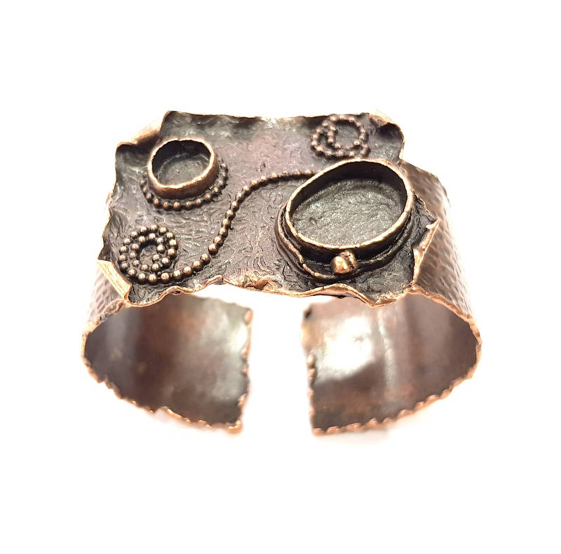 Copper Bracelet Blanks Bangle Blanks Cuff Blanks Adjustable Hammered Bracelet Blank Antique Copper Plated Brass (18x13mm 10mm Blanks ) G9239