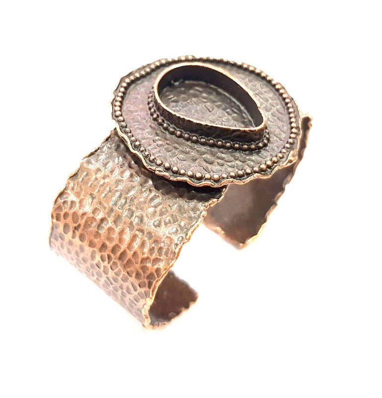 Copper Bracelet Blanks Bangle Blanks Cuff Blanks Adjustable Hammered Bracelet Blank Antique Copper Plated Brass (25x18mm Blanks ) G9240
