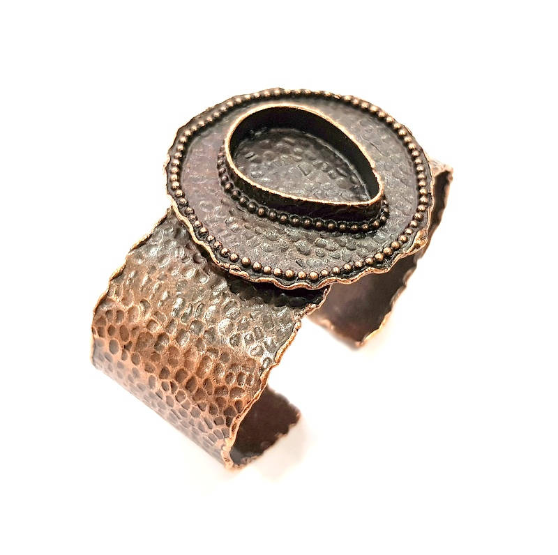 Copper Bracelet Blanks Bangle Blanks Cuff Blanks Adjustable Hammered Bracelet Blank Antique Copper Plated Brass (25x18mm Blanks ) G9240