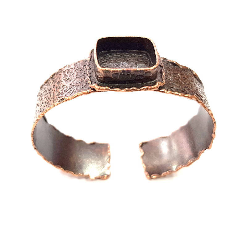 Copper Bracelet Blanks Bangle Blanks Cuff Blanks Adjustable Hammered Bracelet Blank Antique Copper Plated Brass (18x18mm Blanks ) G9244