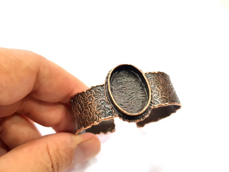 Copper Bracelet Blanks Bangle Blanks Cuff Blanks Adjustable Hammered Bracelet Blank Antique Copper Plated Brass (24x17mm Blanks ) G9252