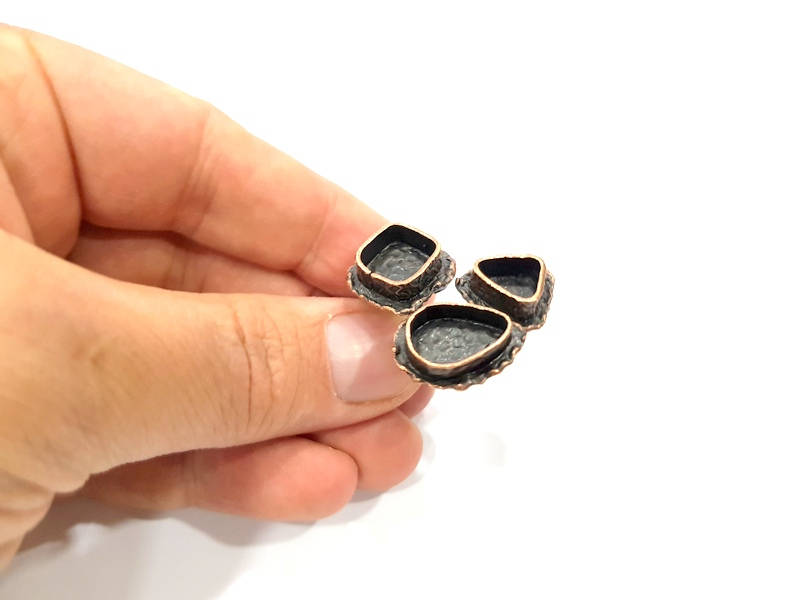 Copper Ring Settings inlay Ring Blank Mosaic Ring Bezel Base Cabochon Mountings (10mm,14x10mm,9x7mm blank) Antique Copper Plated Brass G9276