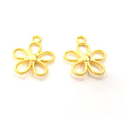 2 Gold Flower Charm Gold Plated Charms  (29x19mm)  G9277