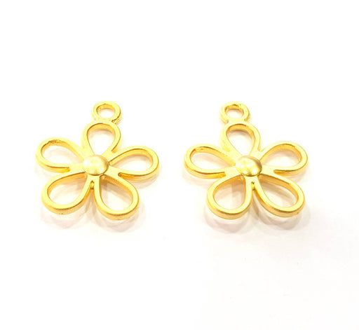 2 Gold Flower Charm Gold Plated Charms  (29x19mm)  G9277