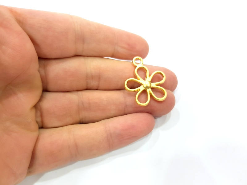 2 Gold Flower Charm Gold Plated Charms  (29x19mm)  G9277