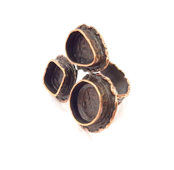 Copper Ring Settings inlay Ring Blank Mosaic Ring Bezel Base Cabochon Mountings (12mm,14x10mm,10mm blank) Antique Copper Plated Brass G9279