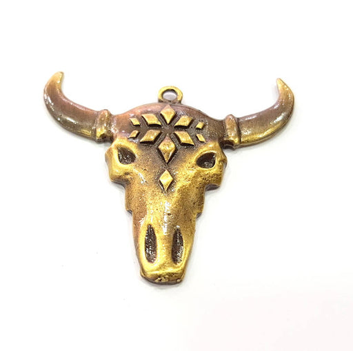 Ox Head Skull Pendant Antique Bronze Plated Pendant (57x56mm) G9311