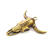 Ox Head Skull Pendant Antique Bronze Plated Pendant (54x51mm) G9312