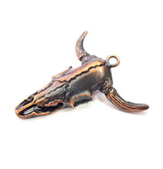 Copper Ox Head Skull Pendant  Antique Copper Plated Pendant (54x51mm)  G9313