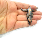 Copper Ox Head Skull Pendant  Antique Copper Plated Pendant (54x51mm)  G9313