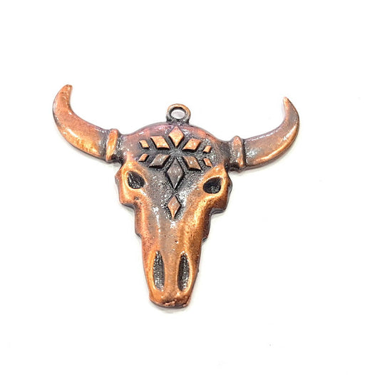 Copper Ox Head Skull Pendant  Antique Copper Plated Pendant (57x56mm)  G9314