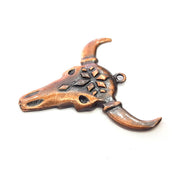 Copper Ox Head Skull Pendant  Antique Copper Plated Pendant (57x56mm)  G9314