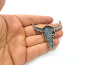 Copper Ox Head Skull Pendant  Antique Copper Plated Pendant (57x56mm)  G9314