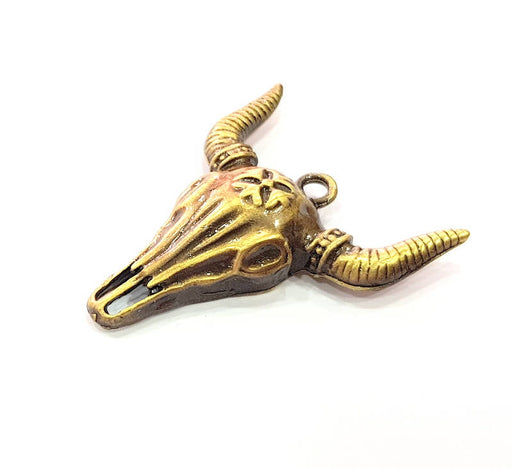 Ox Head Skull Pendant Antique Bronze Plated Pendant (46x37mm) G9342